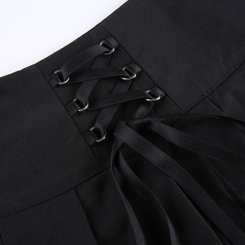 Falda corta gótica de cintura alta con cordones