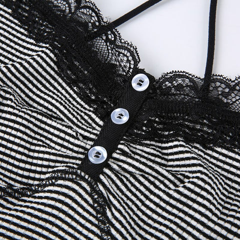 strap-stripe-lace-trim-frills-chic-button-slim-sexy-top-8