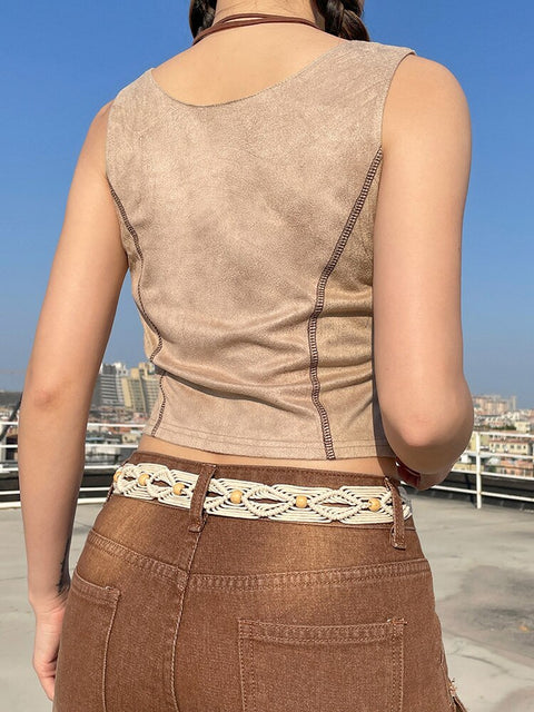 goth-retro-khaki-square-neck-buttons-stitched-sleeveless-top-5