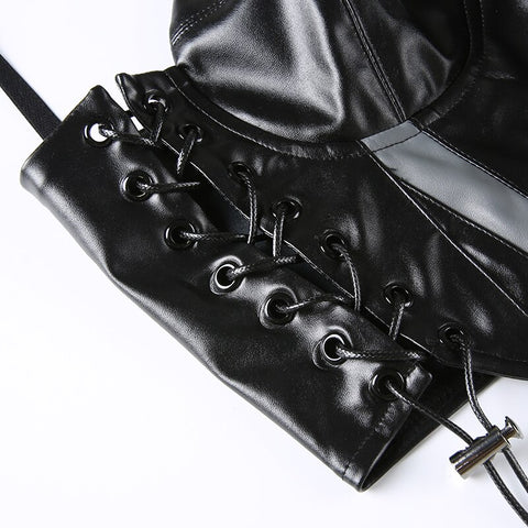 Black Streetwear Punk Camis Bandage Top