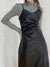 asymmetrical-folds-fashion-gothic-black-leather-spaghetti-strap-v-neck-long-party-dress-2