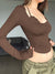 brown-basic-halter-lace-trim-buttons-slim-long-sleeves-cropped-top-3