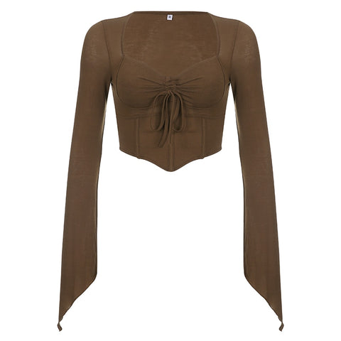brown-square-neck-flare-sleeve-corset-crop-vintage-drawstring-top-6