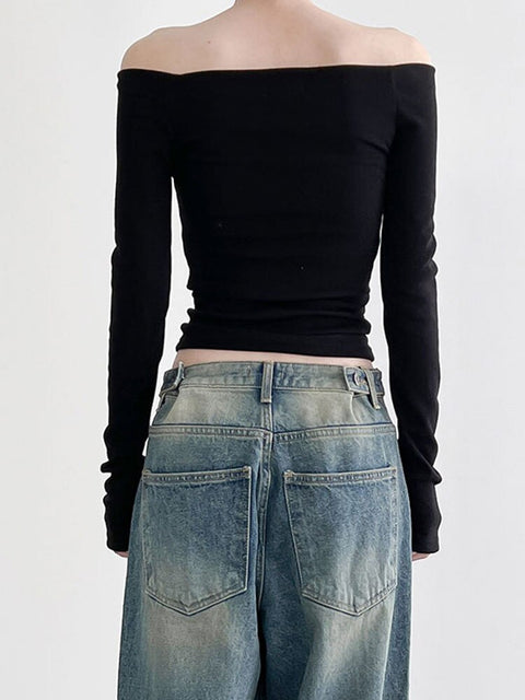 black-casual-off-shoulder-skinny-basic-solid-gothic-slash-neck-top-5