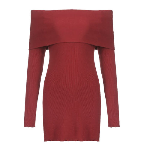 red-bodycon-elegant-solid-slash-neck-casual-slim-basic-party-sweater-dress-5
