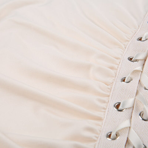 Skin-asymmetrical-fishnet-patchwork-folds-lace-up-short-sleeve-top-8