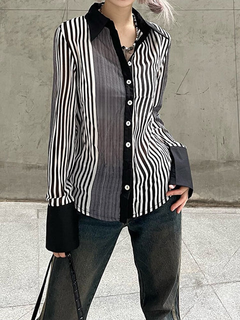 chic-stripe-long-sleeve-chiffon-blouse-cardigan-thin-gothic-buttons-shirts-1