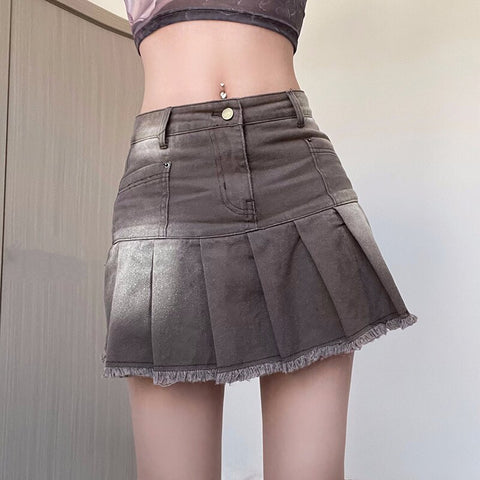 vintage-brown-tassel-high-waist-denim-preppy-style-mini-pleated-skirt-6