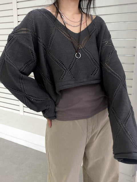 harajuku-goth-loose-knitting-argyle-hollow-out-smock-loose-casual-pullover-knitwear-2