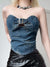 blue-floral-stitched-strapless-denim-zipper-hollow-out-top-1