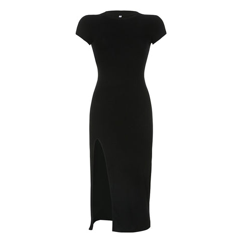 elegant-casual-basic-slim-bodycon-short-sleeve-side-split-solid-stretch-midi-dress-3