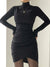 black-elegant-bodycon-ruched-turtleneck-draped-basic-casual-long-sleeve-dress-2