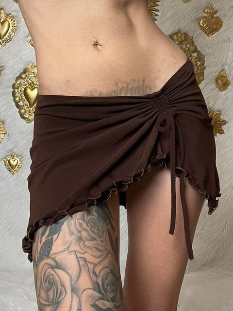 brown-frill-vintage-skinny-drawstring-low-waist-mini-skirt-1