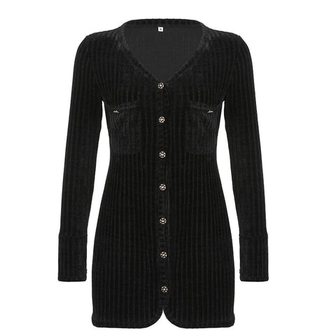 black-velvet-elegant-v-neck-buttons-up-evening-chic-party-short-dress-5