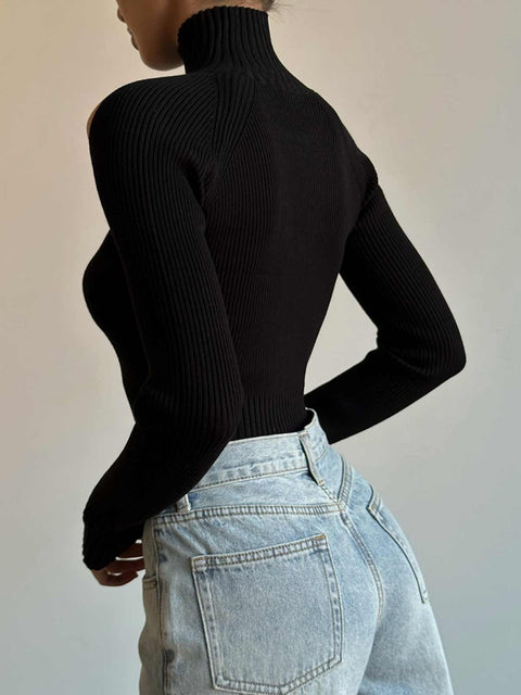 elegant-black-turtleneck-shoulder-knitted-pullover-solid-slim-cut-out-sweater-4