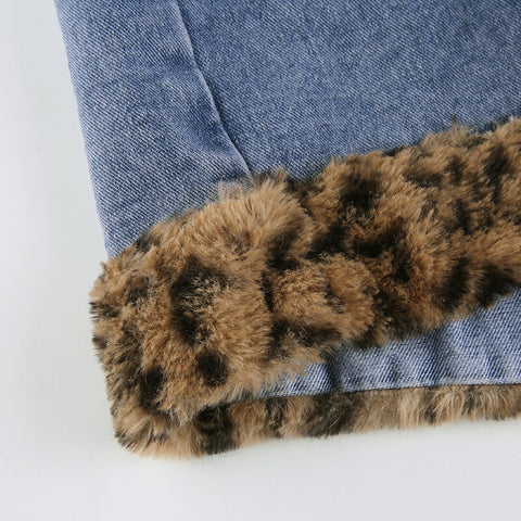 vintage-high-waist-denim-short-leopard-faux-fur-trim-mini-skirt-10