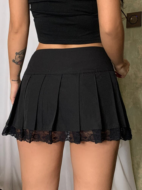 grunge-gothic-black-trim-high-waist-pleated-sexy-lace-up-short-mini-skirt-4