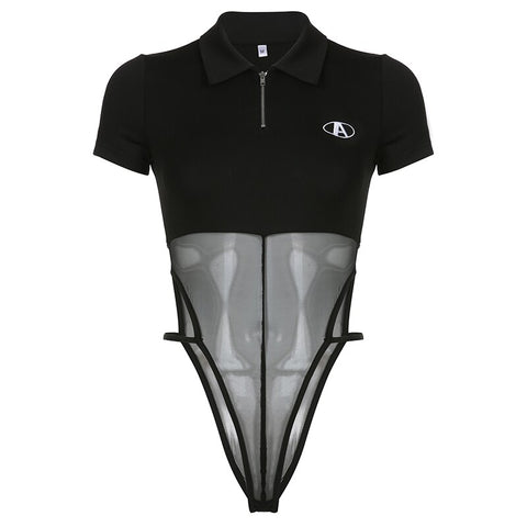 black-bodycon-top-zipper-mesh-patchwork-transparent-turn-down-collar-bodysuit-7