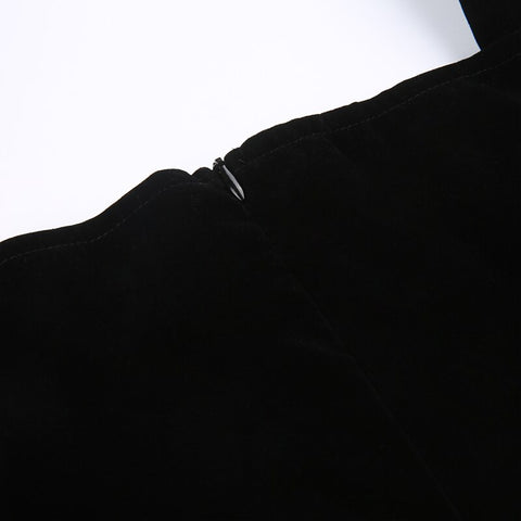 black-velvet-square-neck-buttons-elegant-party-solid-pleated-dress-7