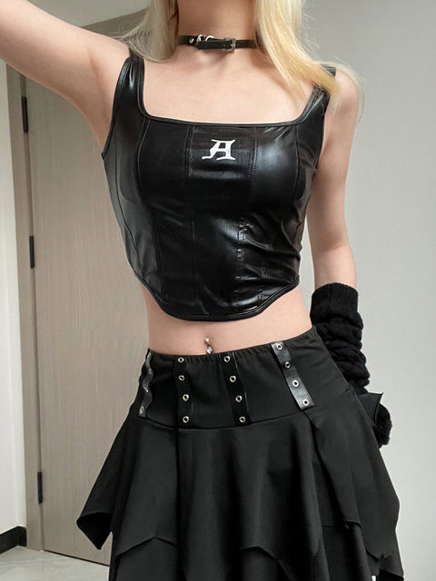 black-sexy-hot-girl-short-printed-leather-top-3