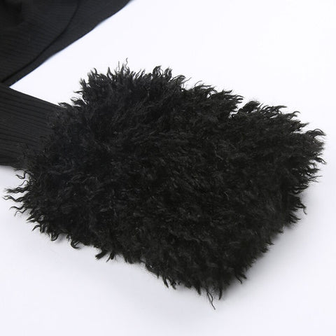 fluffy-fur-trim-collar-black-fashion-chic-folds-cropped-buttons-cardigans-top-9