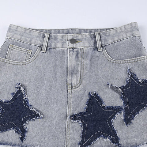 casual-grunge-distressed-star-patched-denim-low-waist-mini-skirt-8