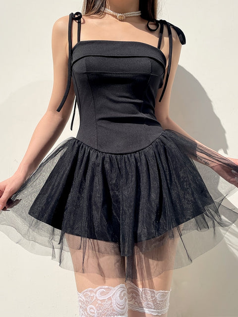 chic-strappy-balletcore-pleated-mesh-patchwork-tulle-party-slim-mini-dress-3
