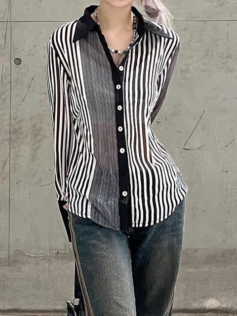 chic-stripe-long-sleeve-chiffon-blouse-cardigan-thin-gothic-buttons-shirts-3