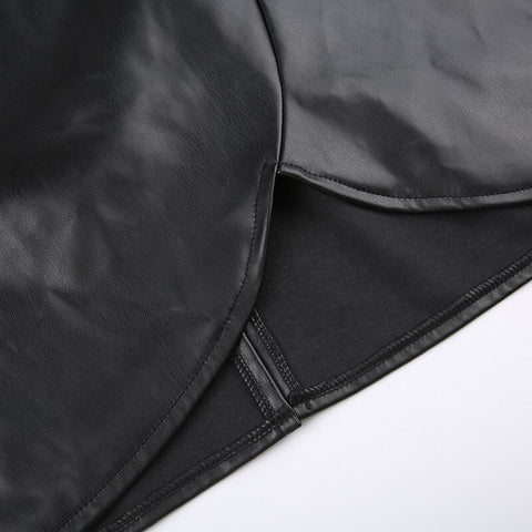 asymmetrical-folds-fashion-gothic-black-leather-spaghetti-strap-v-neck-long-party-dress-7