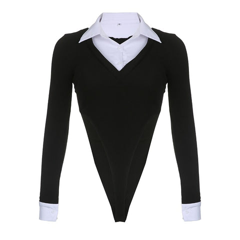 fashion-design-patchwork-bodycon-sexy-hollow-out-turn-down-collar-contrast-bodysuit-5