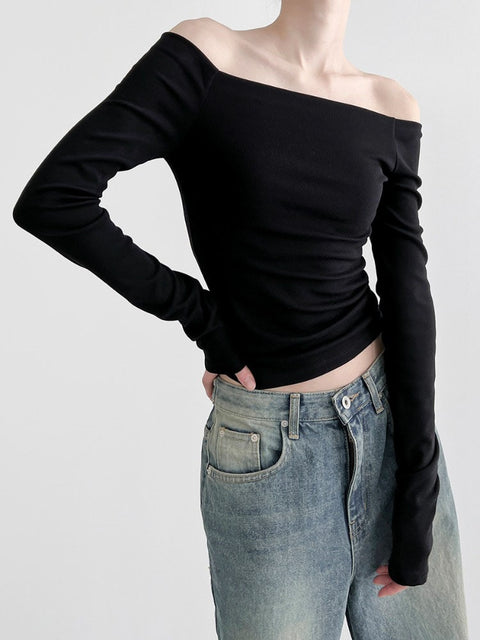 black-casual-off-shoulder-skinny-basic-solid-gothic-slash-neck-top-3