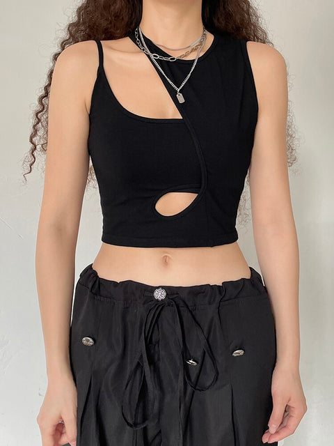 black-skinny-slim-basic-asymmetrical-crop-vest-cut-out-tops-2