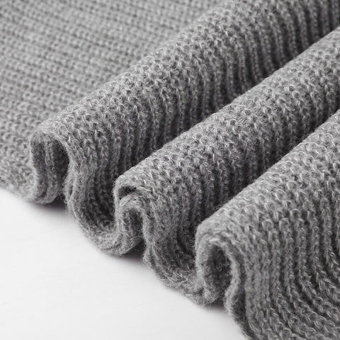 Suéter de tricô cinza solto pullover Turn-Down Collar