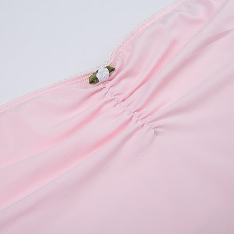 pink-lace-trim-ruched-casual-skinny-smock-crop-top-two-pieces-set-7