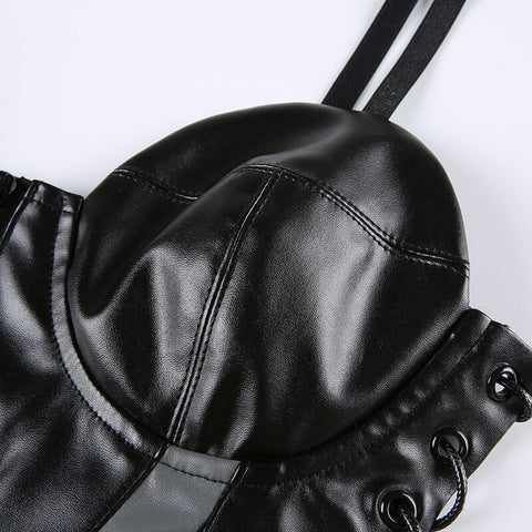 streetwear-punk-zipper-black-pu-leather-camis-sexy-lace-up-club-party-bandage-top-8