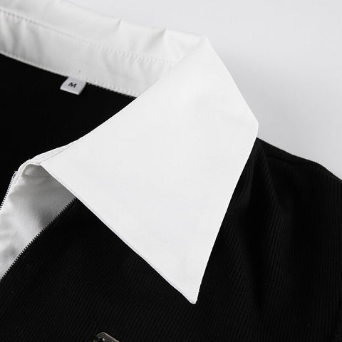 flare-sleeve-skinny-black-mini-patchwork-slim-basic-turn-down-collar-casual-dress-10