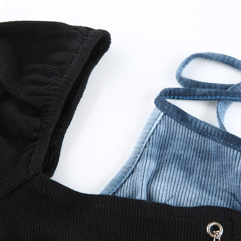 casual-design-patchwork-halter-skinny-chain-split-gothic-contrast-crop-top-10