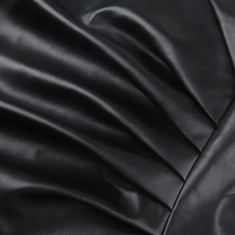 asymmetrical-folds-fashion-gothic-black-leather-spaghetti-strap-v-neck-long-party-dress-5