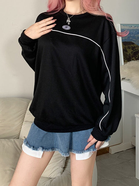 gothic-stripe-patchwork-loose-pullover-casual-embroidery-hoodie-1