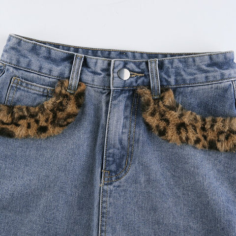 vintage-high-waist-denim-short-leopard-faux-fur-trim-mini-skirt-6