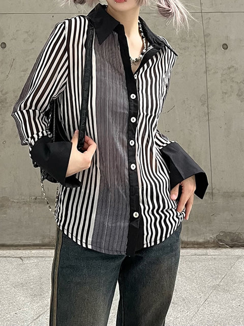 chic-stripe-long-sleeve-chiffon-blouse-cardigan-thin-gothic-buttons-shirts-2