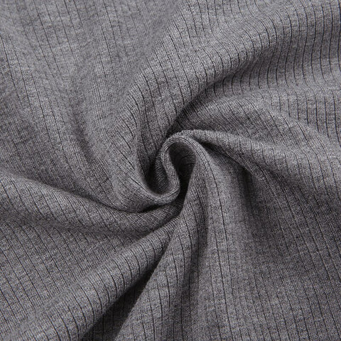 Grey V-Neck Long-Sleeve Slim Split Dress