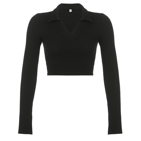 black-knitted-long-sleeve-t-shirts-basic-turn-down-collar-crop-tops-9