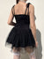 Pleated Mesh Patchwork Tulle Slim Dress