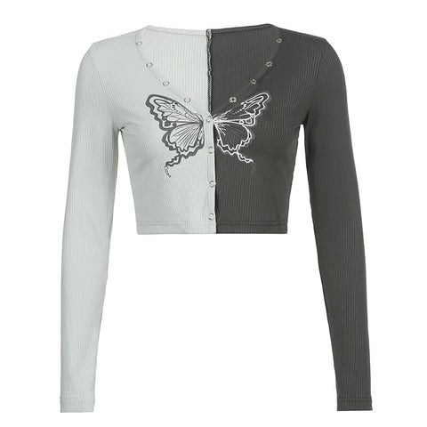 v-neck-grey-butterfly-printing-crop-slim-tee-top-4
