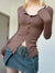 casual-skinny-brown-basic-long-sleeve-buttons-up-slim-solid-sexy-spring-top-3
