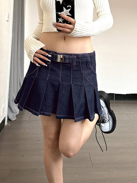 streetwear-line-stitching-zipper-pleated-mini-denim-casual-short-skirt-5
