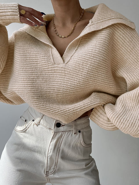 casual-solid-loose-jumper-knit-basic-fashion-chic-pullover-turn-down-collar-knitting-sweater-2