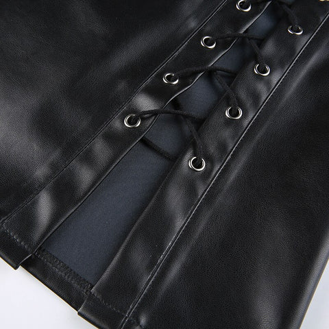 Black Punk PU Leather Skirt