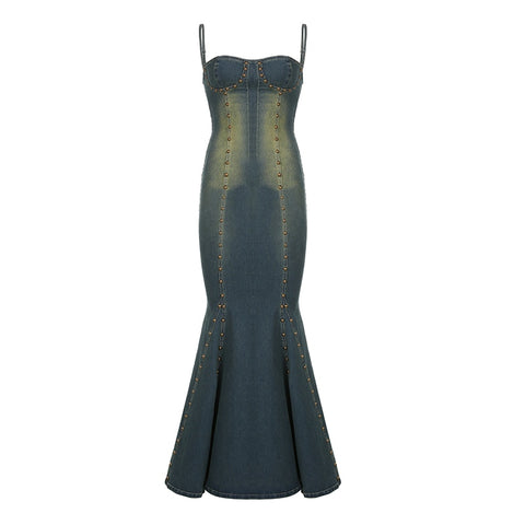 blue-denim-rivet-sleeveless-halter-sexy-long-dress-4